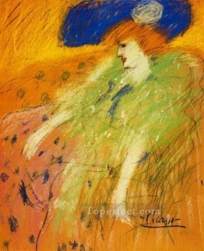 パブロ・ピカソ Painting - 青い帽子をかぶった女 1901年 パブロ・ピカソ